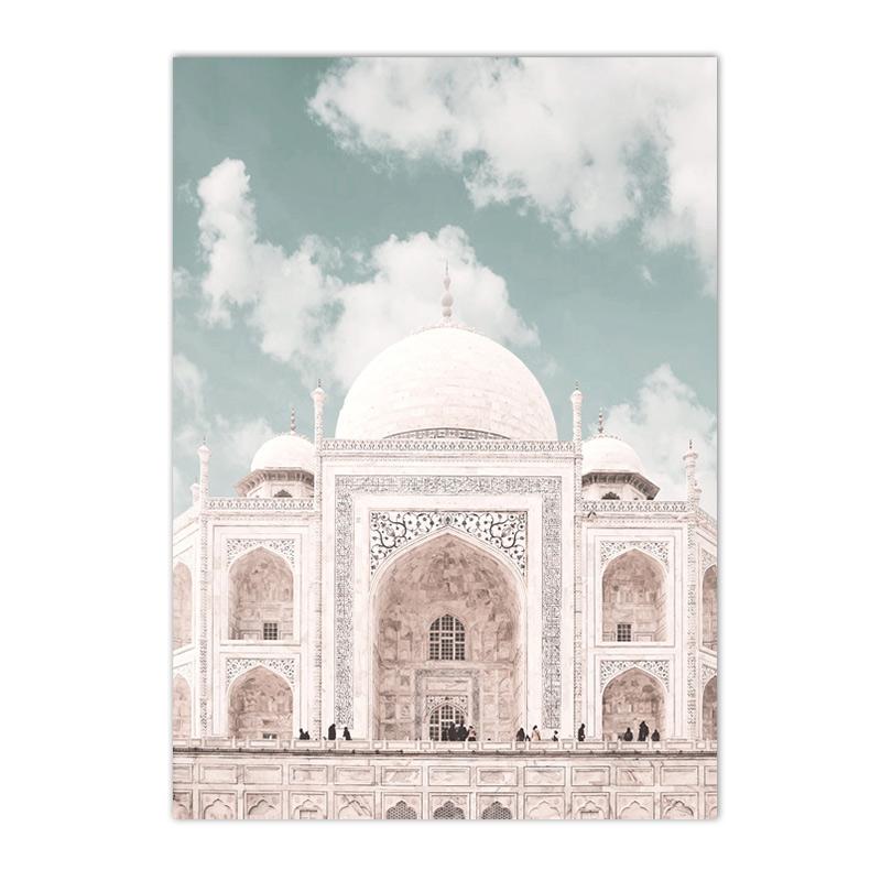 Green Leaves Cactus Mosque Morocco Door Posters Prints Canvas Painting Islamic Calligraphy Wall Art Pictures Living Room Decor