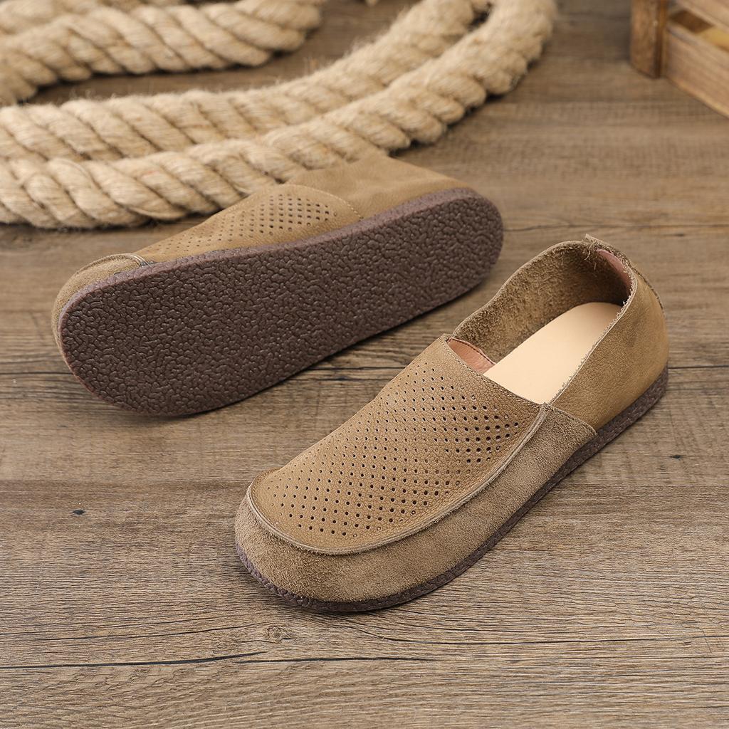 Niche High-end Men's Shoes Genuine Leather Breathable Loafers Men's Spring and Summer Casual One Foot Lazy Shoes Retro Fashion