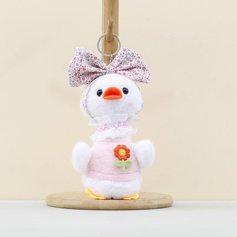 Duck Plush Toy Bow Decoration Doll Keychains Backpack Pendant Holiday Gifts