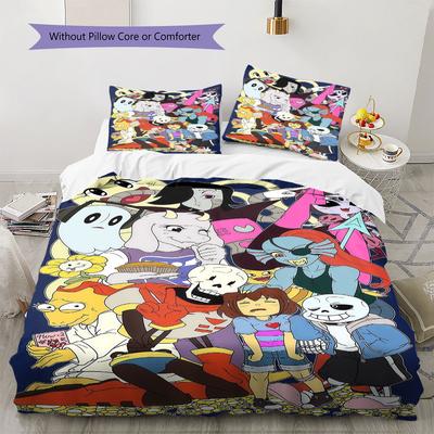 Deltarune Brave Bond Bedding Quilt Set Quilt Cover Pillowcase Home Decoration Birthday Gift (1 * Duvet Cover + 2 * Pillowcase, Without Core)