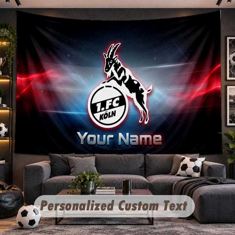 Wandbehang Wandteppich Benutzerdefinierter Name FC Köln Muster Personalisiert Bedruckter Stoff Wanddekoration