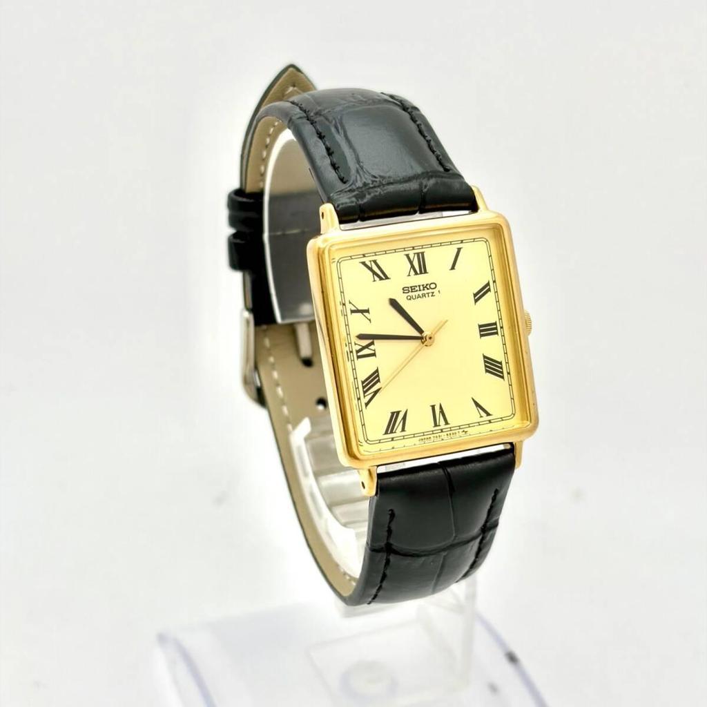 Used [New Battery] SEIKO Men's Watch Gold Roman Square 7431-5180 501395 New Belt