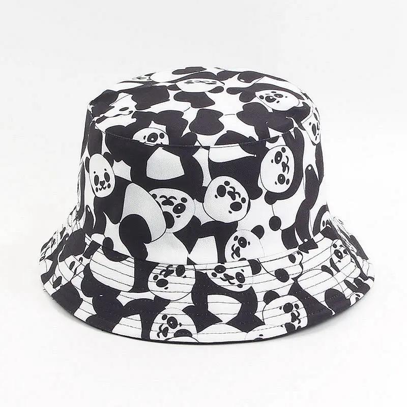 Cow Double-Sided Black and White Cow Panda Zebra Pattern Bucket Hat Women's Summer Double-Sided Hat