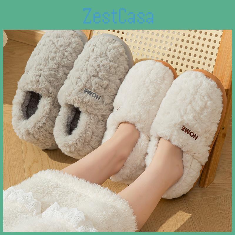 Slippers Winter Women Home Cotton Indoor Warm Plush Footwear Nonslip Platform Slippers Trend Couple Men Allin Package Shoes