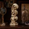 Decorative Bone Sculpture Stacked Skull Heads Statue, Gothic Resin Figurine, See Speak Spooky Haunted House Props Hear No Evil Skulls for Halloween