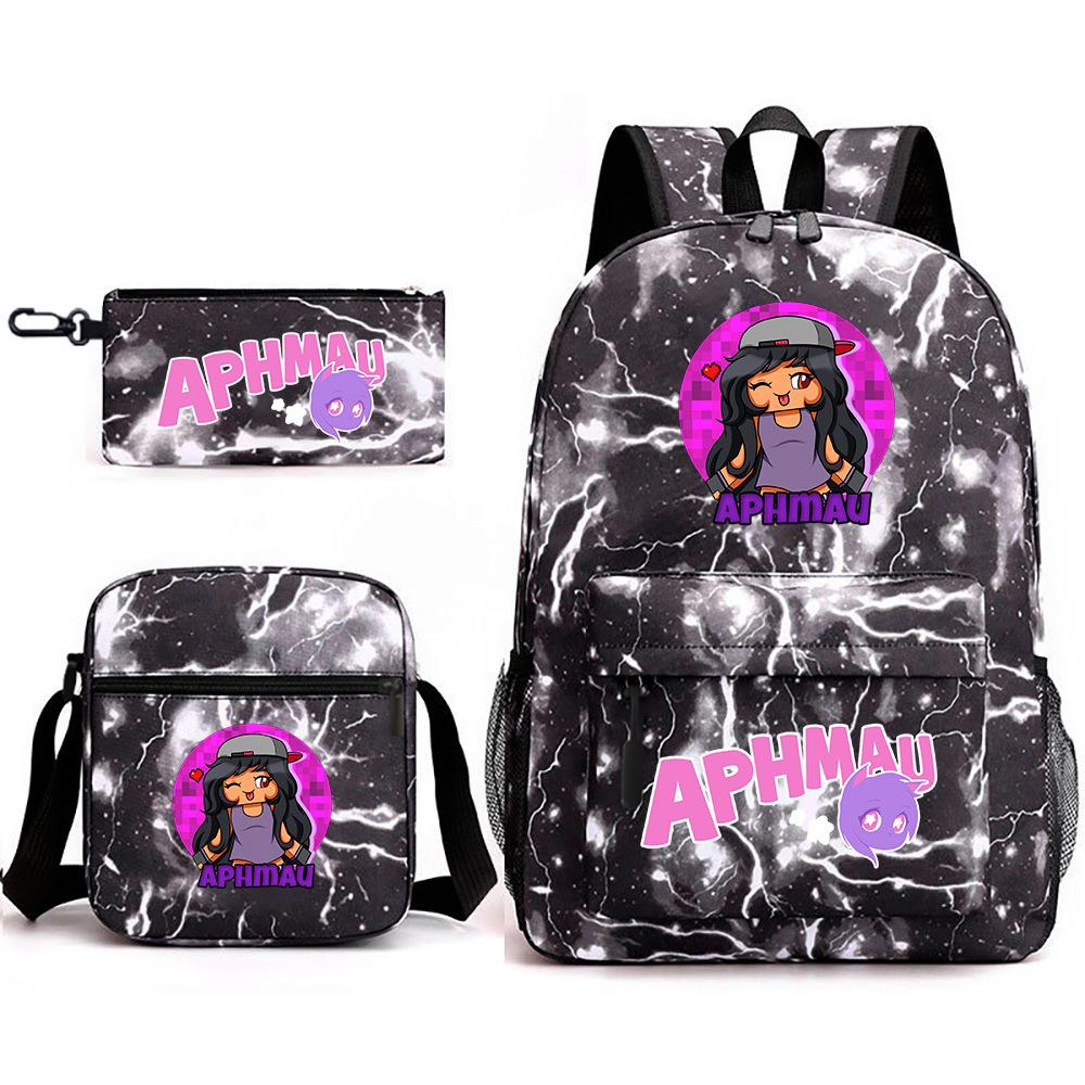 Spielwaren Aphmau Schultasche Cartoon Rucksack Federmäppchen Umhängetasche Dreiteiliges Set