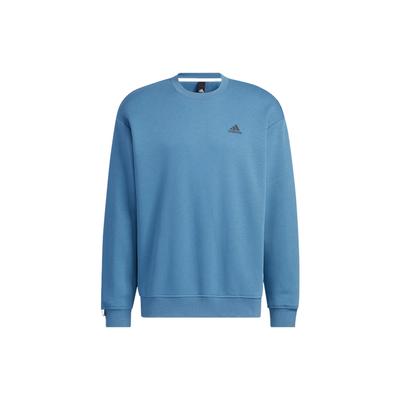 Adidas Jednofarebná mikina pulóver s okrúhlym výstrihom s potlačou loga Unisex topy Modrá IB2773