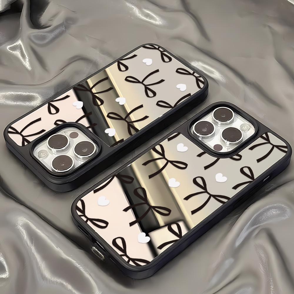 Spiegel Handyhülle für iPhone 15 11 13 14 für 15 16 Pro Max 12 13 16 Pro Wolke Blume und Tier Niedlicher Stil Handyhülle