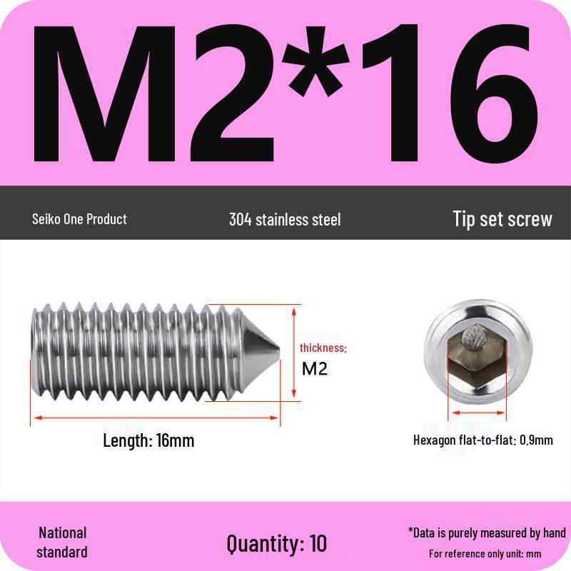 304 Stainless Steel Internal Hex Set Screw | Headless Grub Screw M2-M16