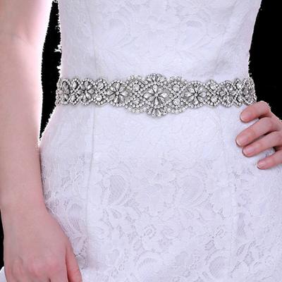 Bridal Belt Shining Rhinestone Handmade Bead Tear Resistant Bridal Sash for Wedding