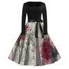 Women's Casual Fashion Halloween Printed Square Neck Vintage Dress