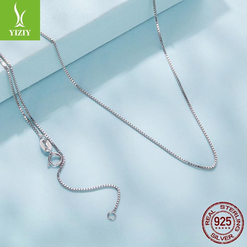 S925 Sterling Silver Basic Necklace Single Chain, Popular Versatile Box Chain