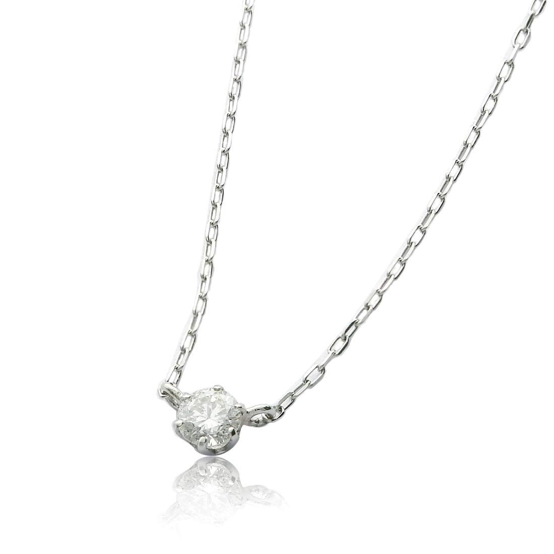 

PT900 Platinum Diamond Necklace L&Co. 0.1ct 63-7879 білий