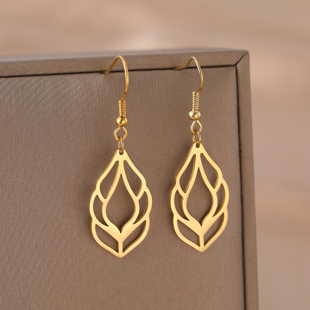 

Серьги из нержавеющей стали, винтажные серьги в форме капли воды, полые подвески, богемные висячие серьги для женщин, ювелирные изделия, новинка в этническом стиле