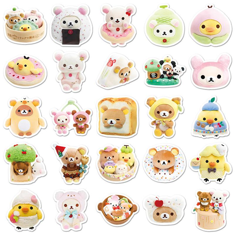 54Pcs 3D Rilakkuma Waterproof Stickers Desktop Decoration Notebook Phone Case Diy Cartoon Animal Decals Kid Toy