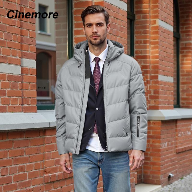 

Cinemore 2025 Winter Coat Men s Down Jacket with Pockets, Warm, Drawstring, Hooded, Short Parka Men s 8099 5XL сірий