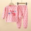 Kids Cotton Thermal Underwear Set Boys Girls Autumn Pajamas Home Wear Long Sleeve Top And Pants Baby Warm Base Layer