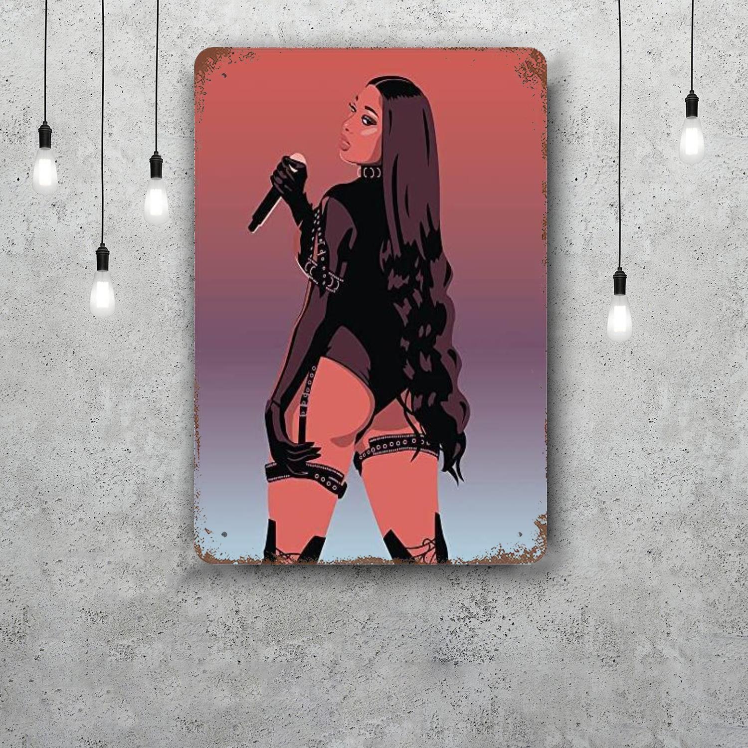 

megan thee stallion Vintage Metal Tin Signs Posters Decor Retro Metal Plaque Wall Art Decor for Garage Bar 20x30cm（7.8x11.8inch）
