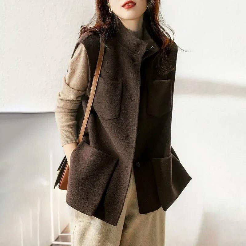 

Женский жилет Зимние топы без рукавов Оверсайз Утепленный Повседневный V-образный жилет XXXL коричневый