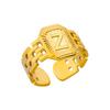 Titanium Steel Simple and Fashionable English Letter Ring Versatile Gold Chain Opening Adjustable Ring Women