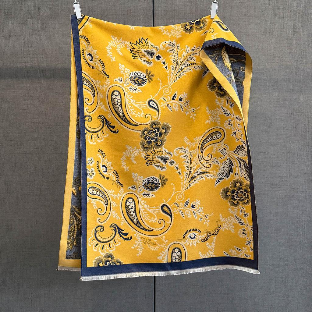 Autumn and winter high-end cashew nut jacquard imitation cashmere scarf autumn new women's thickened warm fringed shawl scarf