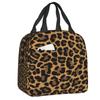 Benutzerdefinierte Leopardenmuster Tragbare Lunchboxen Damen Auslaufsicher Tierfellmuster Kühlbox Thermische Lebensmittelisolierte Lunchtasche Schüler