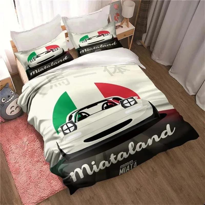 Set Biancheria da Letto 3D Cartone Animato Miata MX-5 NA Racing Jdm Auto Drift Copripiumino Matrimoniale Singolo King Federa Ragazzi Ragazze Adulti