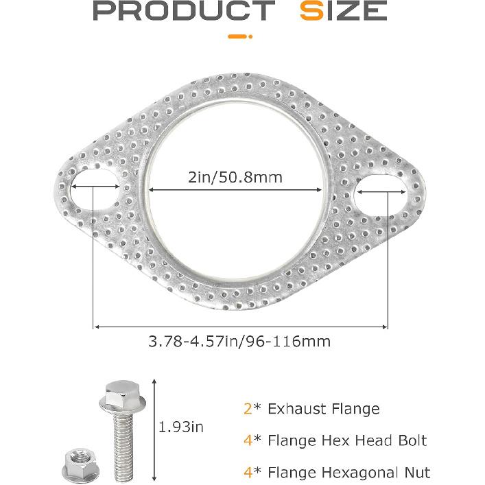 2PCS Exhaust Gasket,Car Accessories Exhaust Flange Gasket,Muffler Gasket,Catalytic Converter Gasket,Exhaust Flange Repair Kit With Bolt & Nut,Fit For