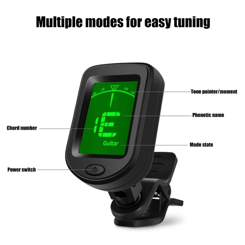 Guitar Tuner Clip On, Digital Electric Tuner with LCD Display, Guitar Metronome