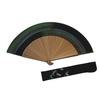 [Hasegawa] Kyoto Folding Fan, Kasumi (Mist) Pattern, Black, 60 Ribs, Handcrafted by Kyoto Artisans, 