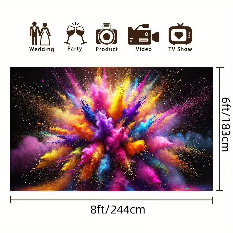 2D Rainbow Paint Splash Background for Studio Photoshoot & Live Stream