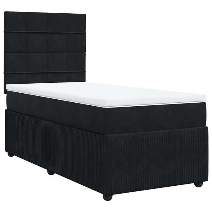 Exclusive House - Slatted Bed Base with Mattress Black 90x190 Cm Velvet