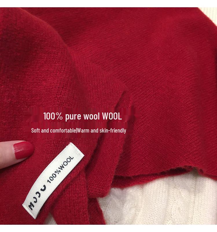 Premium Australian Wool and Cashmere Solid Color Women's Triangle Shawl-Scarf