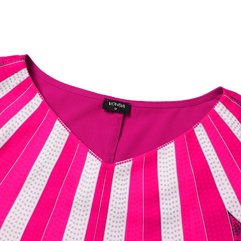 Women Plus Size Round Neck Long Sleeve Printed Loose Long Dresses