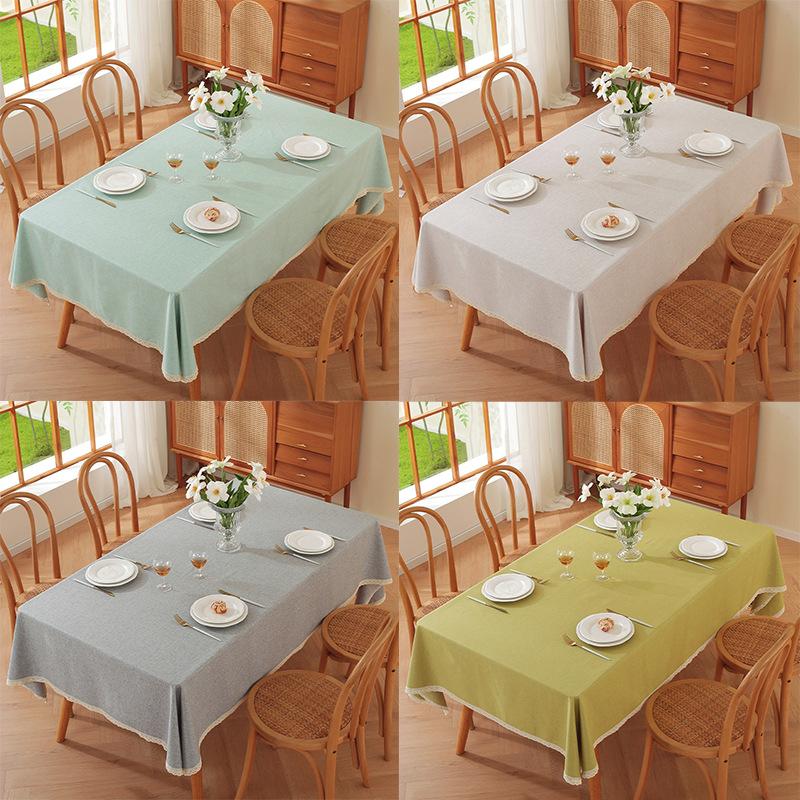 Fabric Waterproof And Oil-Proof Leave-In Dining Table Cloth Nordic Light Luxury Solid Color High-Grade Coffee Table Household Rectangle
