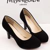 Spring and Autumn New Fashion Korean Version Round Head Solid Color Suede High Heel OL Professional Work Shoes Women's Leather Single Shoes