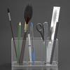 3-Slot Acrylic Makeup Brush Organizer - Transparent Cosmetic Storage Tray for Bathroom Drawer & Vanity Countertop