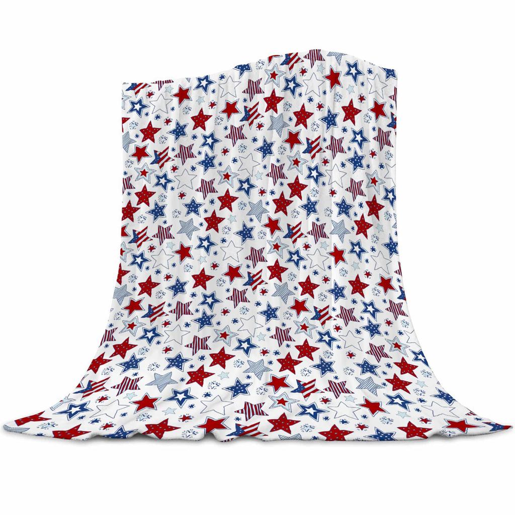 Independence Day design digital-printed polyester Bedroom velvet flannel cover blanket Fleece soft sofa cover blankets for beds