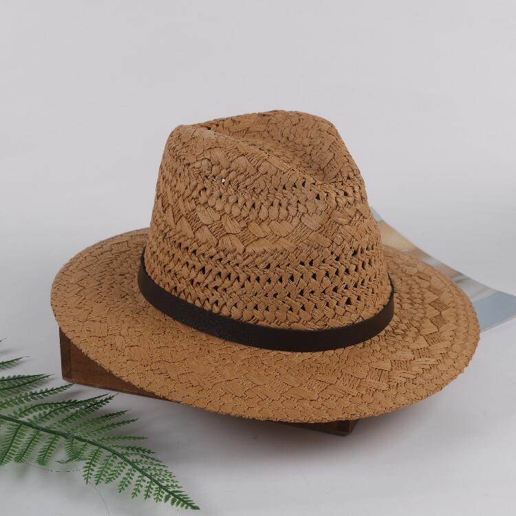 Hat Men's Summer Straw Hat Casual Beach Seaside Sun Hat Jazz Top Hat Sun Hat Women's Sunscreen Big Brim