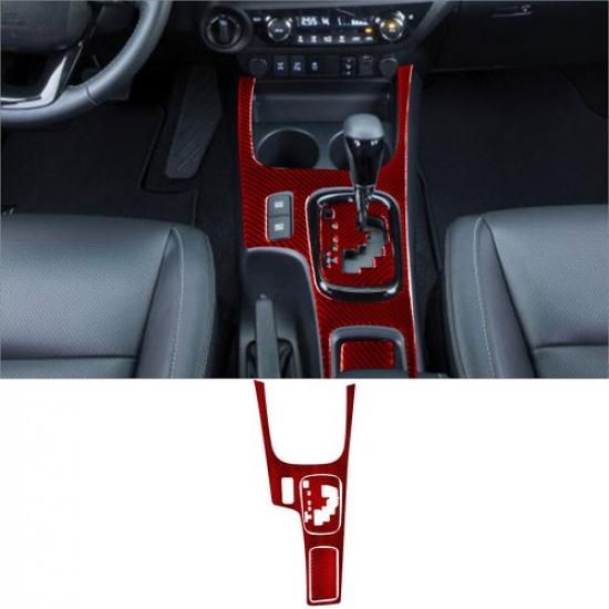 3Pcs Red Carbon Fiber Interior Console Gear Shift Cover Trim For Toyota Hilux