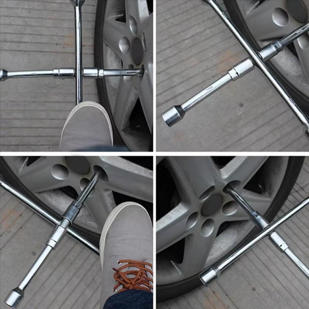 Hex Socket Collapsible Lug Wrench 17/19/21/23mm Foldable Socket Wrench Tire Changing