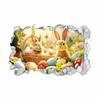 Broken Wall Sticker Self Sticky and Egg Window Cling Removable Cartoon Bunny