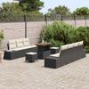 Garden Sofa Set with Cushions 10 Pcs Black Poly Rattan