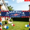 Independence Day Banner 250th Anniversary 6.5x1.5ft 250 Years of Freedom American Patriotic Decoration 1776-2026 Waterproof USA Porch Sign for