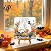 Wooden Ghost Figurine for Shelf Halloween Wood Tabletop Sign with Mini Easel Cute Pumpkin Decorative Signs Autumn Plaque Rustic Ornament Home Decor