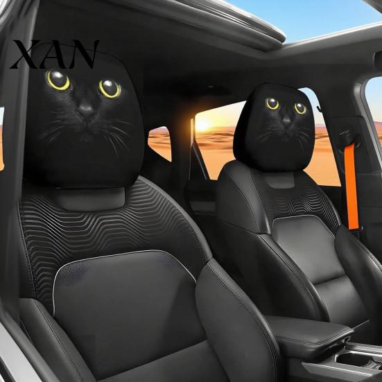 Vehicle Interior Comfort Accessories Halloween Car Headrest Cover, Scary Pattern Print Stretchable Soft Fabric Guard Protector, Breathable Polyester