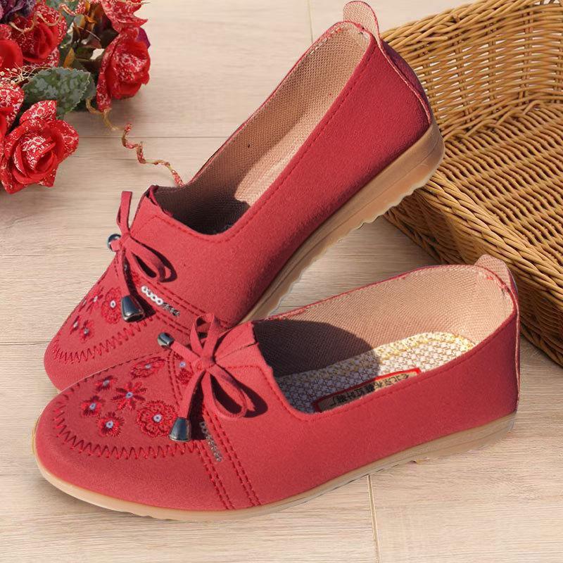 

Женские легкие туфли из ткани «Старый Пекин» - Удобная сухожильная подошва для среднего и пожилого возраста 35 красный