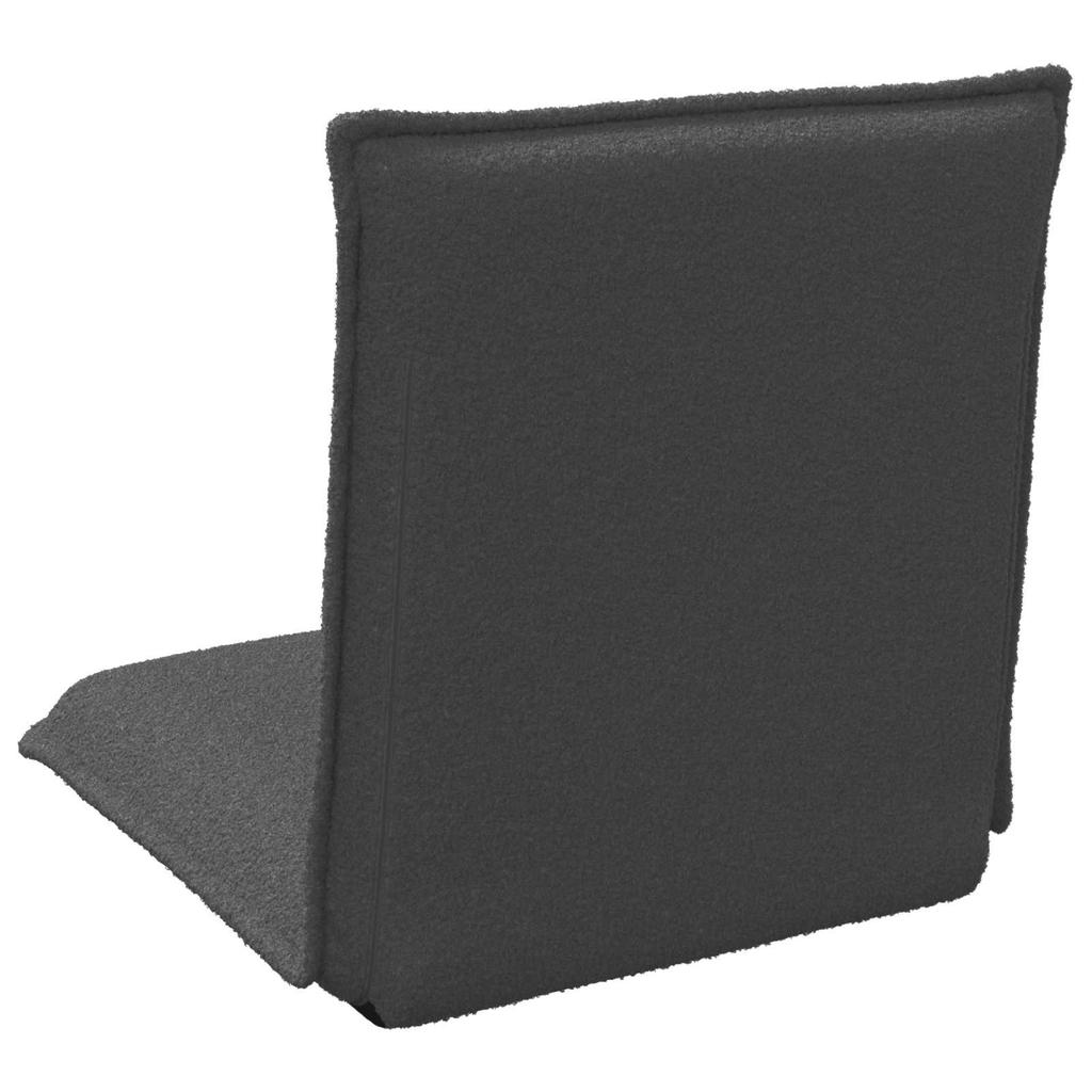 Adjustable Floor Footstool Dark Grey Sheepskin Fabric
