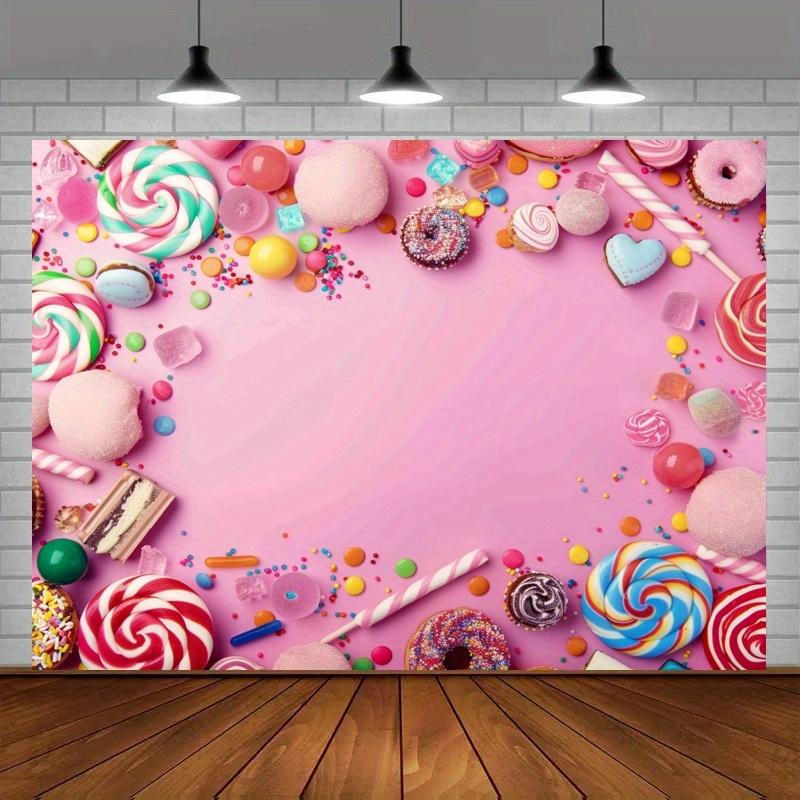 A sweet background banner - candy and donut themed party decoration, suitable for birthdays and tailgate parties