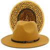 Fashion leopard print belt flat brim top hat autumn and winter British men and women double-sided color matching ethnic style jazz hat Wish